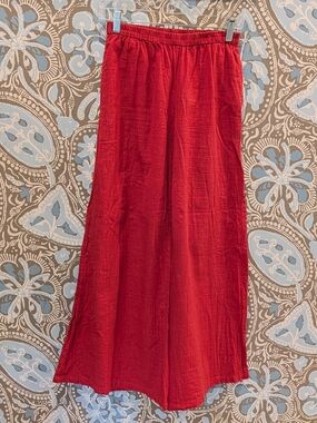 NATURA PRESERVE red organic cotton wide leg pants S